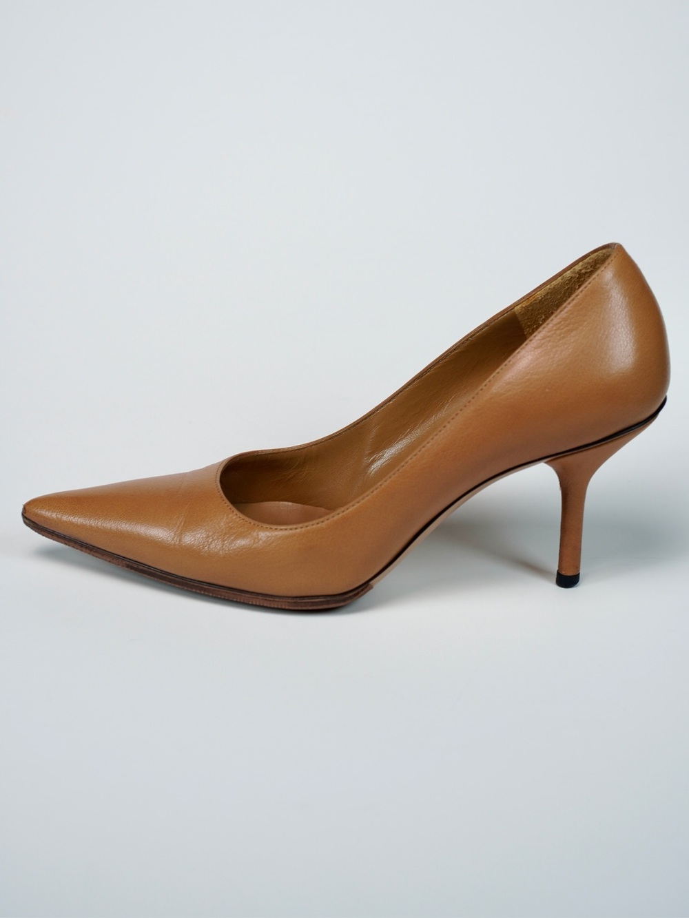 Vintage Gucci Beige Classic Luxury Pumps Pointed Toe Heels Italy 34.5 US 4.5